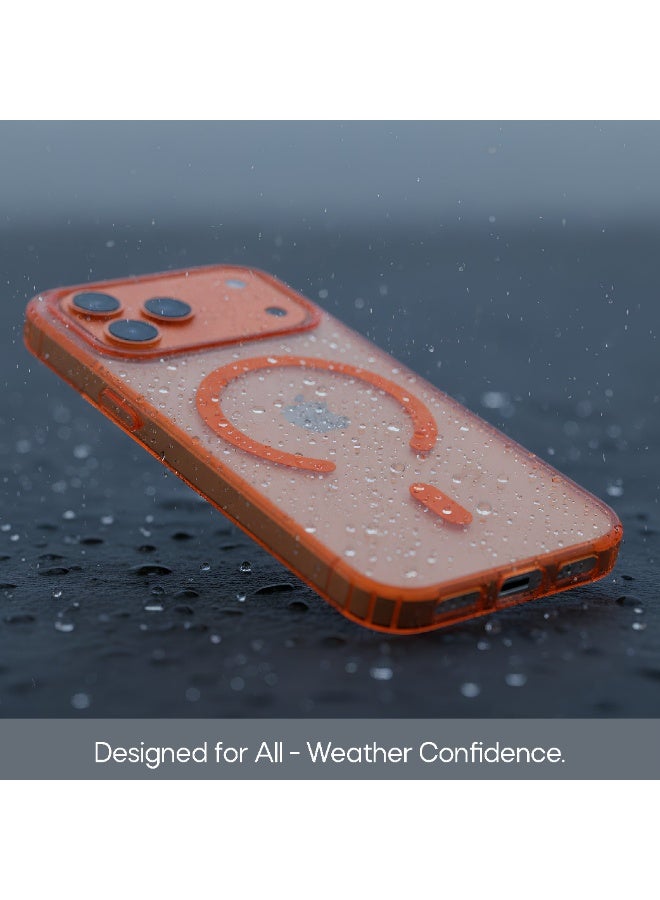 Aztech Original Case For iPhone 17 Pro Clear Fiber MagSafe Case for iPhone 17 Pro | Slim Transparent Protective Cover with Strong Magnetic Lock, Shockproof TPU, Scratch Resistant Back, Camera Protection – Orange - Image 3